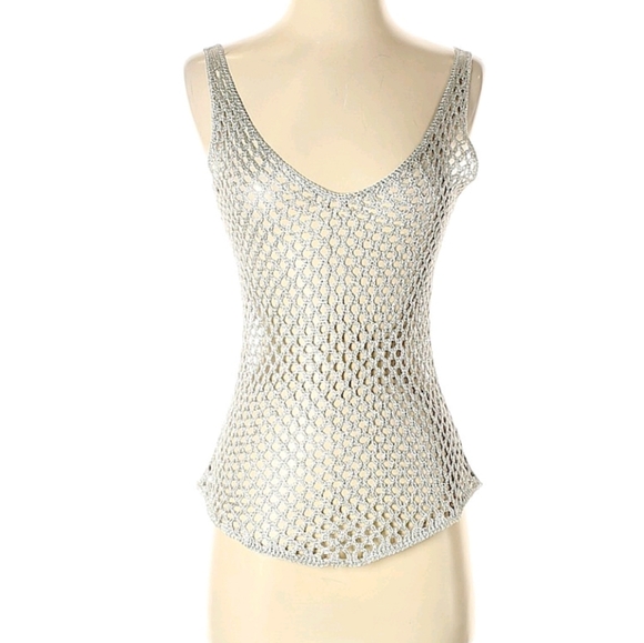 Vintage Silver Crochet Knit Tank by Knitline - Picture 5 of 7